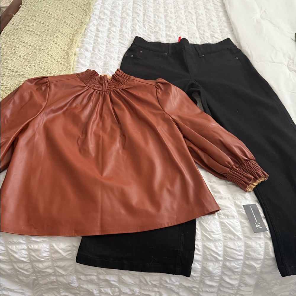INC Rust Faux LeatherTop - XL